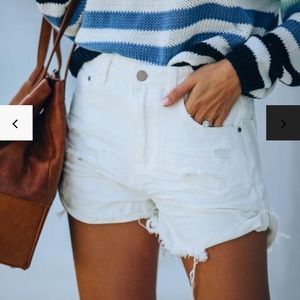 VICI KanCan white distressed shorts